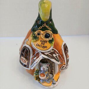 Blue Sky 2009 Pumpkin Pie Cottage by Heather Goldminc With Cat Tealight Holder